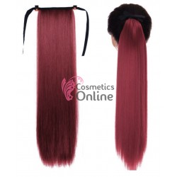 Extensie de par coada dreapta cu snur si pini 60 cm ZR10345A118 Visiniu